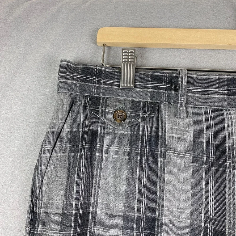 Polo Golf Ralph Lauren Pants Mens 36x30 Wool Gray Plaid stretch